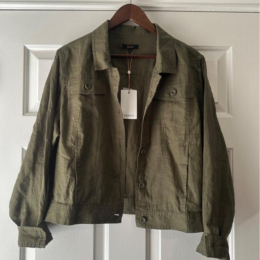 NWT Quince 100% European Linen Jacket in Bayberry Olive (Size XL)